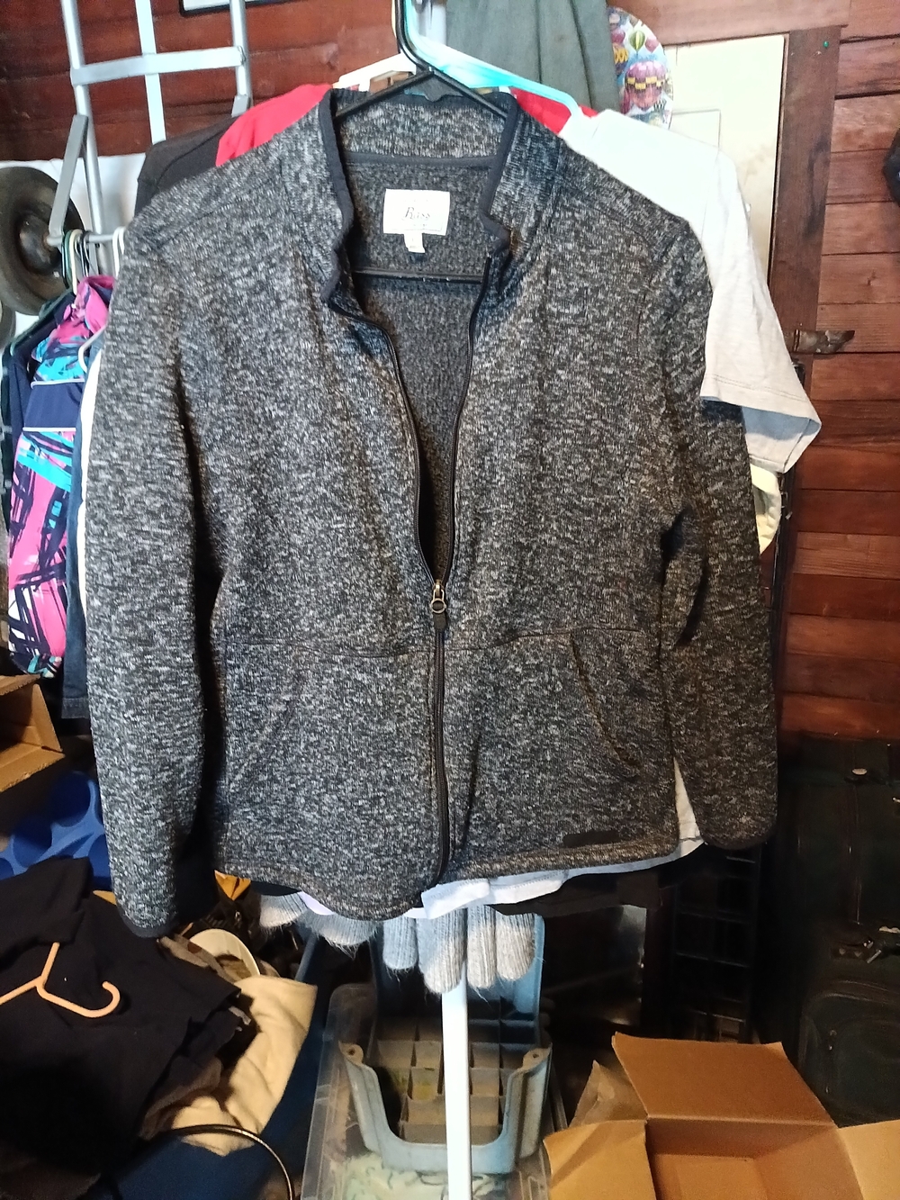 Kensie Heather Charcoal Zip Bomber Jacket